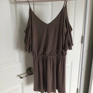 Taupe cold shoulder top